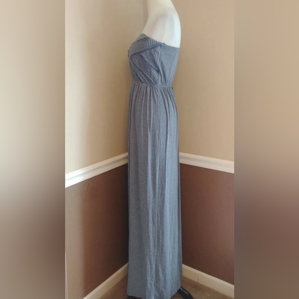 Slate Blue Strapless Maxi Dress Jersey Knit Boho Modcloth by Doe & Rae Euro - Picture 6 of 10